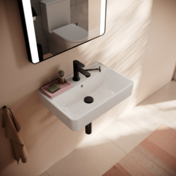 Umywalka wisząca Compact 550/370 z otworem na baterię, z przelewem, SmartClean Biały Xanuia Q HANSGROHE 61120450