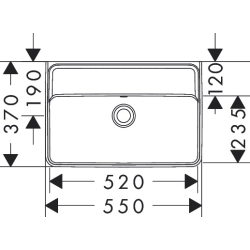 Umywalka wisząca Compact 550/370 bez otworu na baterię, z przelewem, SmartClean Biały Xanuia Q HANSGROHE 61121450