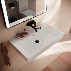Umywalka wisząca 800/480 bez otworu na baterię, z przelewem, SmartClean Biały Xanuia Q HANSGROHE 61137450