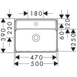 Mała umywalka wisząca 500/390 z otworem na baterię, bez przelewu, SmartClean Biały Xanuia Q HANSGROHE 61144450