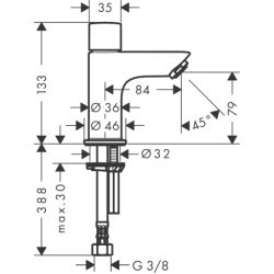 Bateria bez mieszacza 80 do wody zimnej lub wstępnie zmieszanej bez kompletu odpływowego Czarny Matowy Logis HANSGROHE 71120670