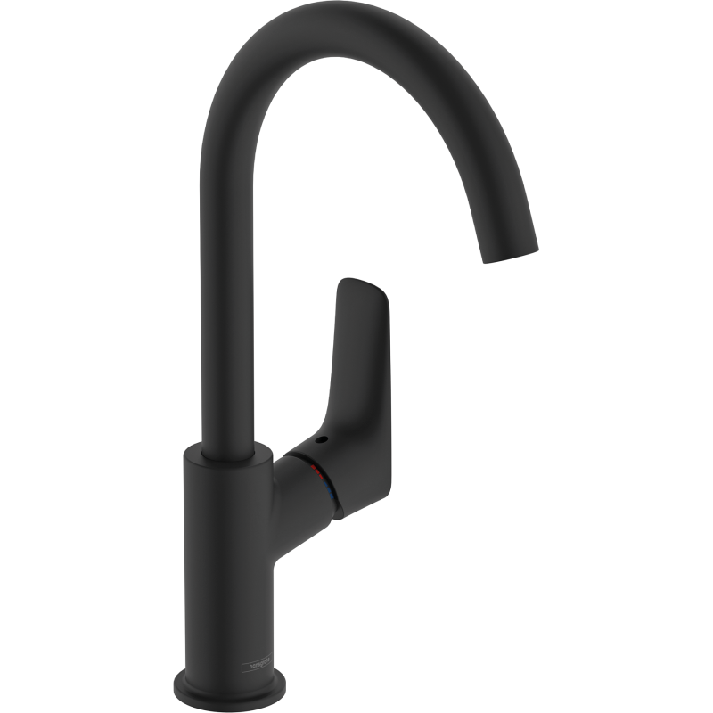 Jednouchwytowa bateria umywalkowa 210 z obrotową wylewką i kompletem odpływowym z cięgłem Czarny Matowy Logis HANSGROHE 71130670