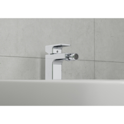 Jednouchwytowa bateria bidetowa z kompletem odpływowym z cięgłem Chrom Vernis Shape HANSGROHE 71211000
