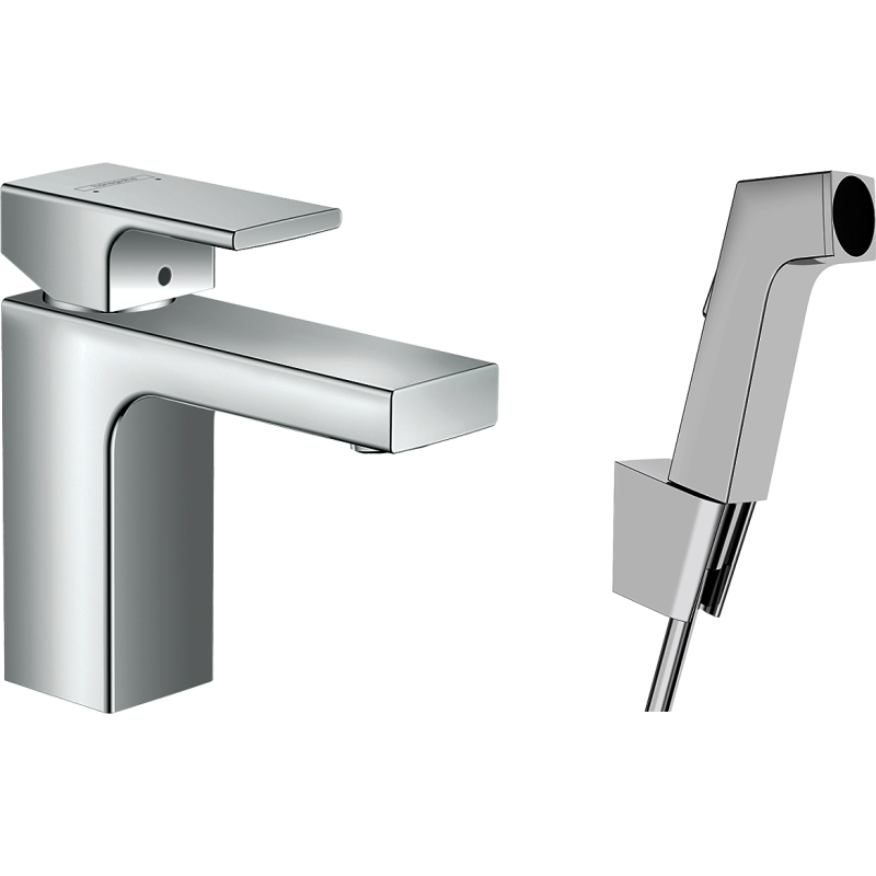 Bateria umywalkowa 100 z główką Bidette i wężem 160 cm, bez kompletu odpływowego Chrom Vernis Shape HANSGROHE 71216000