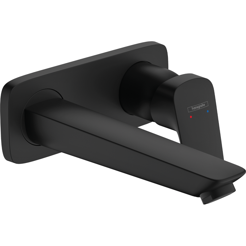 Jednouchwytowa bateria umywalkowa z wylewką 19,5 cm, ścienna, podtynkowa Czarny Matowy Logis HANSGROHE 71220670