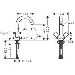 2-uchwytowa bateria umywalkowa 150 bez kompletu odpływowego Chrom Logis HANSGROHE 71221000