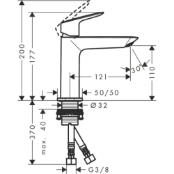 Jednouchwytowa bateria umywalkowa 110 Fine z kompletem odpływowym Push-Open Czarny Matowy Logis HANSGROHE 71252670