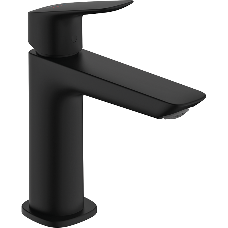 Jednouchwytowa bateria umywalkowa 110 Fine CoolStart z kompletem odpływowym z cięgłem Czarny Matowy Logis HANSGROHE 71254670