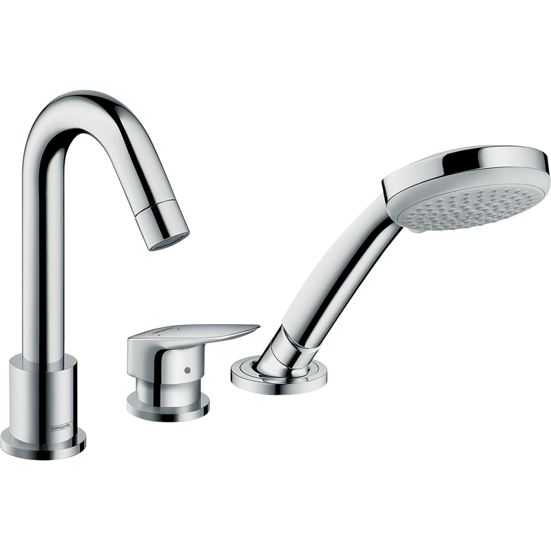 3-otworowa jednouchwytowa bateria na brzeg wanny, Secuflex Chrom Logis HANSGROHE 71310000