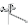 Jednouchwytowa bateria wannowa z długą wylewką, natynkowa Chrom Logis HANSGROHE 71402000