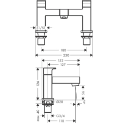 2-otworowa bateria na brzeg wanny Czarny Matowy Vernis Shape HANSGROHE 71452670