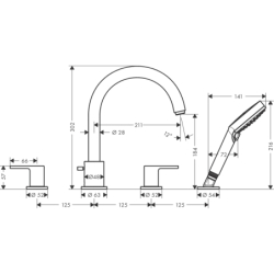 4-otworowa bateria na brzeg wanny Czarny Matowy Vernis Shape HANSGROHE 71459670