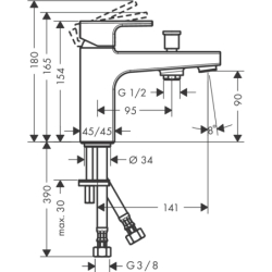 Bateria wannowa Monotrou z 2 zakresami przepływu i przełącznikiem ciśnieniowym Chrom Vernis Shape HANSGROHE 71464000