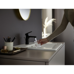 Jednouchwytowa bateria umywalkowa 100 z kompletem odpływowym z cięgłem Czarny Matowy Vernis Blend HANSGROHE 71551670