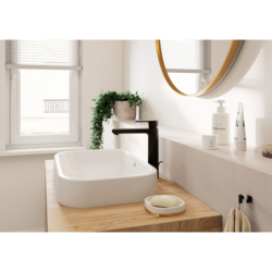 Jednouchwytowa bateria umywalkowa 190 z kompletem odpływowym z cięgłem Czarny Matowy Vernis Blend HANSGROHE 71552670