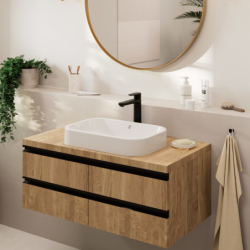 Jednouchwytowa bateria umywalkowa 190 z kompletem odpływowym z cięgłem Czarny Matowy Vernis Blend HANSGROHE 71552670