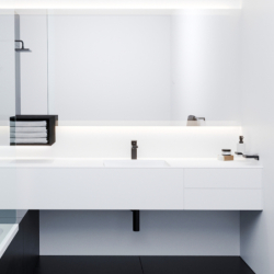 Bateria umywalkowa 100 z odizolowanym kanałem wody i kpl odpływowym z cięgłem Czarny Matowy Vernis Shape HANSGROHE 71561670