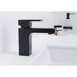 Bateria umywalkowa 100 z odizolowanym kanałem wody i kpl odpływowym z cięgłem Czarny Matowy Vernis Shape HANSGROHE 71561670