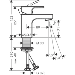 Bateria umywalkowa 70 z odizolowanym kanałem wody bez kompletu odpływowego Czarny Matowy Vernis Shape HANSGROHE 71567670