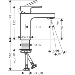 Jednouchwytowa bateria umywalkowa 100 z odizolowanym kanałem wody bez kompletu odpływowego Chrom Vernis Shape HANSGROHE 71569000