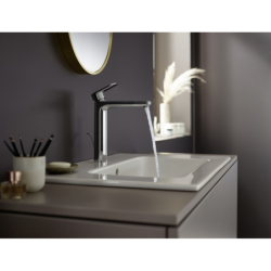 Jednouchwytowa bateria umywalkowa 190 z metalowym kompletem odpływowym z cięgłem Chrom Vernis Blend HANSGROHE 71581000