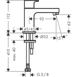 Bateria bez mieszacza 70 do wody zimnej lub wstępnie zmieszanej bez kompletu odpływowego Chrom Vernis Shape HANSGROHE 71592000