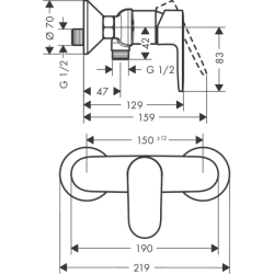 Jednouchwytowa bateria prysznicowa, natynkowa Czarny Matowy Vernis Blend HANSGROHE 71640670