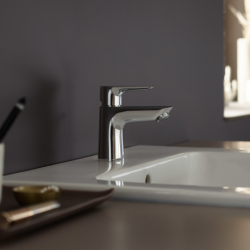 Jednouchwytowa bateria umywalkowa 80 z kompletem odpływowym Push-Open Chrom Talis E HANSGROHE 71701000