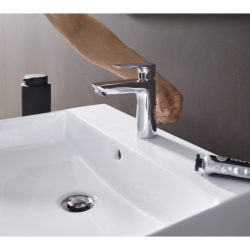 Jednouchwytowa bateria umywalkowa 110 z kompletem odpływowym z cięgłem Chrom Talis E HANSGROHE 71710000