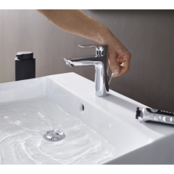 Jednouchwytowa bateria umywalkowa 110 z kompletem odpływowym z cięgłem Chrom Talis E HANSGROHE 71710000