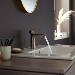 Jednouchwytowa bateria umywalkowa 110 z kompletem odpływowym z cięgłem Brąz Szczotkowany Talis E HANSGROHE 71710140