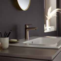 Jednouchwytowa bateria umywalkowa 110 z kompletem odpływowym z cięgłem Brąz Szczotkowany Talis E HANSGROHE 71710140