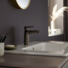 Jednouchwytowa bateria umywalkowa 110 z kompletem odpływowym z cięgłem Czarny Chrom Szczotkowany Talis E HANSGROHE 71710340