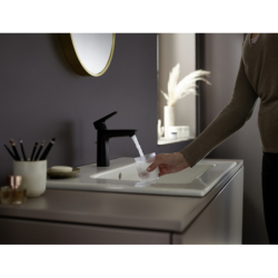 Jednouchwytowa bateria umywalkowa 110 CoolStart z kompletem odpływowym z cięgłem Czarny Matowy Talis E HANSGROHE 71713670