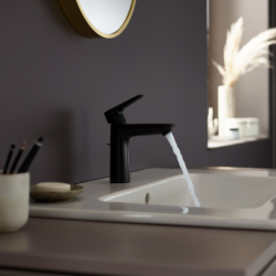 Jednouchwytowa bateria umywalkowa 110 CoolStart z kompletem odpływowym z cięgłem Czarny Matowy Talis E HANSGROHE 71713670