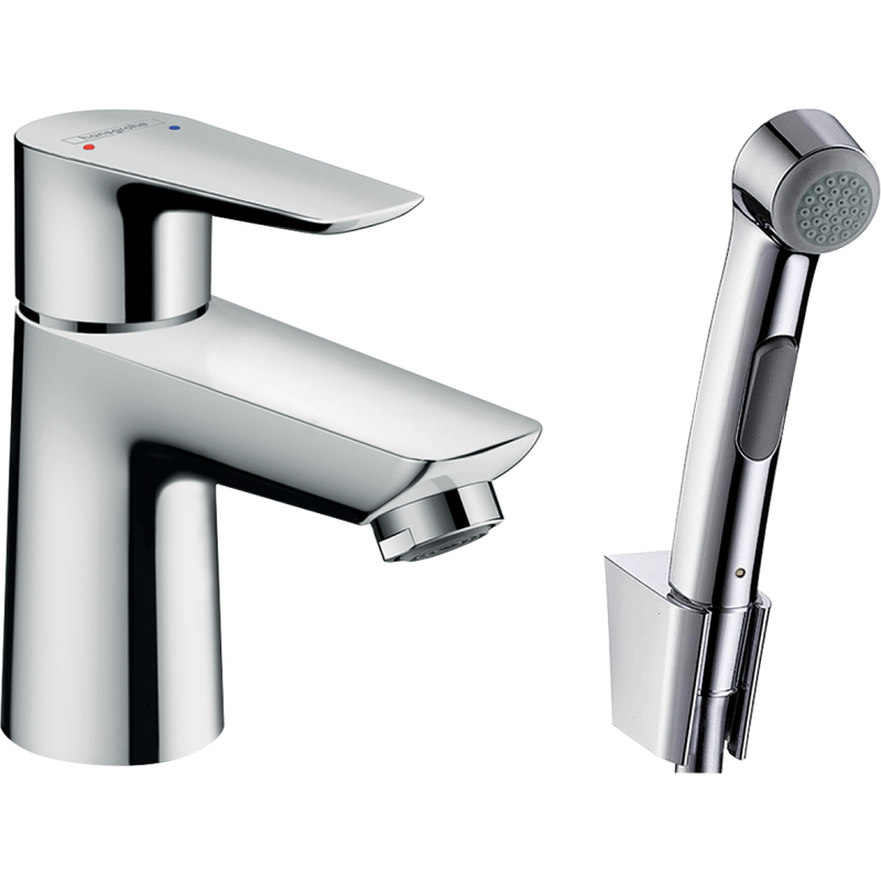 Jednouchwytowa bateria umywalkowa 80 z główką Bidette i wężem 160 cm, kpl odpływowy Push-Open Chrom Talis E HANSGROHE 71729000