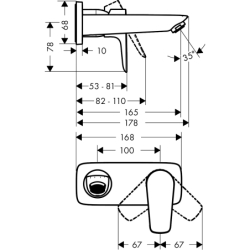 Jednouchwytowa bateria umywalkowa z wylewką 16,5 cm, ścienna, podtynkowa Chrom Talis E HANSGROHE 71732000