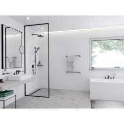 3-otworowa bateria umywalkowa z kompletem odpływowym z cięgłem Czarny Matowy Talis E HANSGROHE 71733670