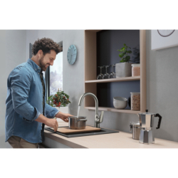 Jednouchwytowa bateria kuchenna 220, 1jet Stal Szlachetna Finish Focus M42 HANSGROHE 71802800