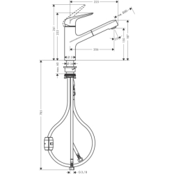 Jednouchwytowa bateria kuchenna 150, wyciągana wylewka, 1jet Stal Szlachetna Finish Focus M42 HANSGROHE 71814800