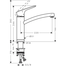 Jednouchwytowa bateria kuchenna 160, do instalacji przed oknem, 1jet Chrom Logis M31 HANSGROHE 71833000