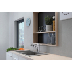 Jednouchwytowa bateria kuchenna 150, EcoSmart, wyciągana wylewka, 1jet Chrom Focus M43 HANSGROHE 71842000