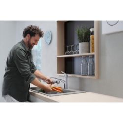 Jednouchwytowa bateria kuchenna 150, EcoSmart, wyciągana wylewka, 1jet Chrom Focus M43 HANSGROHE 71842000