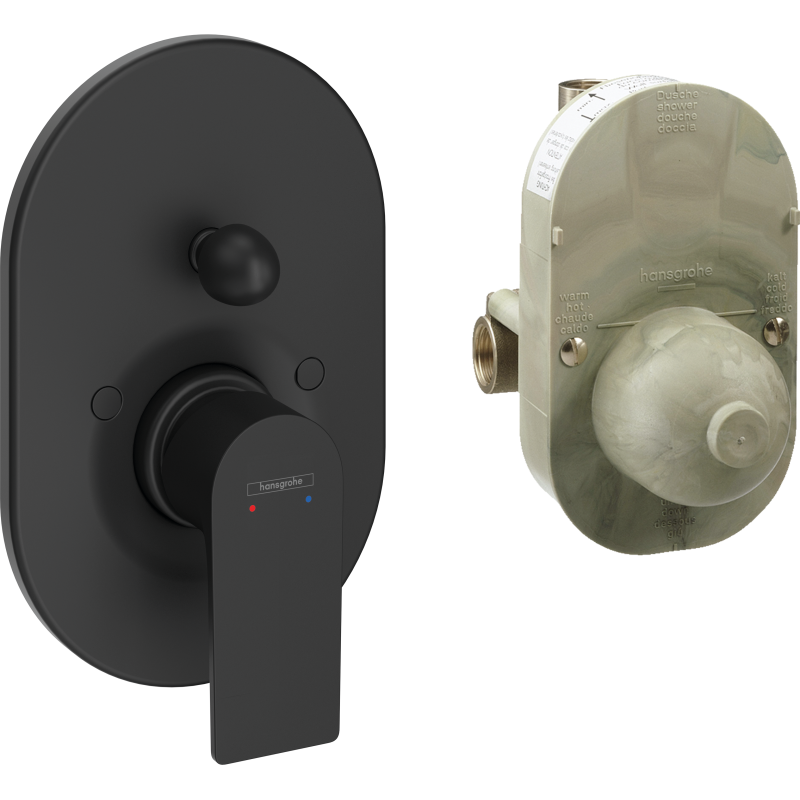 Zestaw jednouchwytowej baterii wannowej, podtynkowej Czarny Matowy Rebris E HANSGROHE 72458670