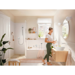 Jednouchwytowa bateria umywalkowa z wylewką 20 cm, ścienna, podtynkowa Chrom Rebris S HANSGROHE 72528000