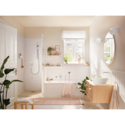 Jednouchwytowa bateria umywalkowa z wylewką 20 cm, ścienna, podtynkowa Chrom Rebris S HANSGROHE 72528000