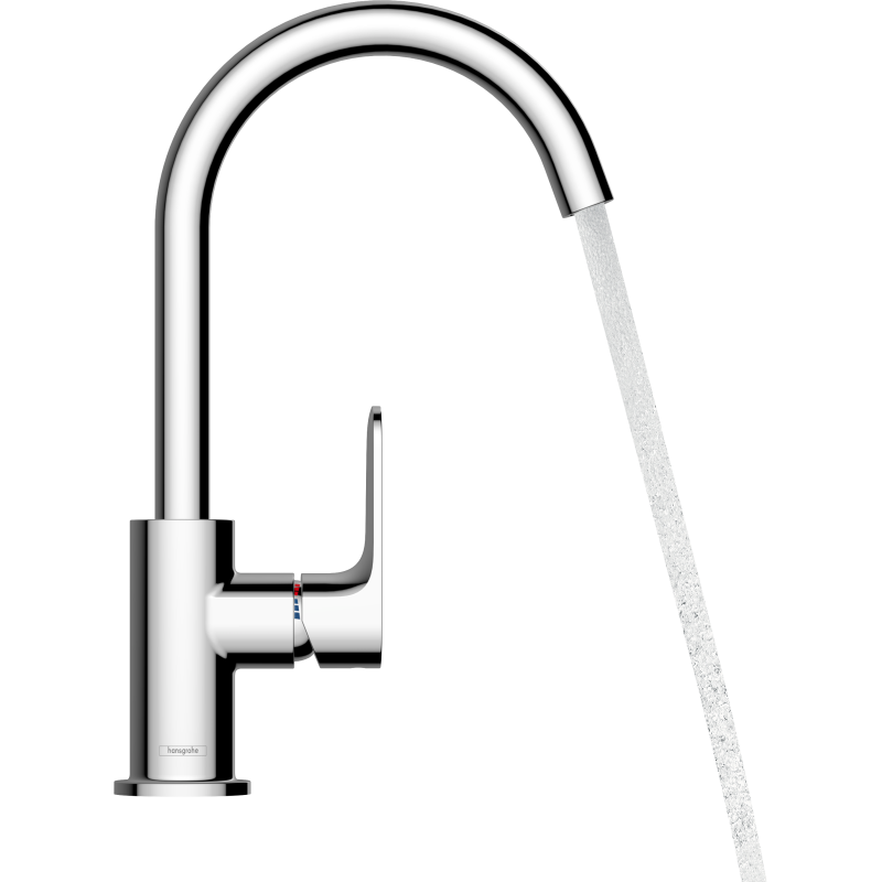 Jednouchwytowa bateria umywalkowa 210 z obrotową wylewką i kpl odpływowym z cięgłem Czarny Matowy Rebris S HANSGROHE 72536670