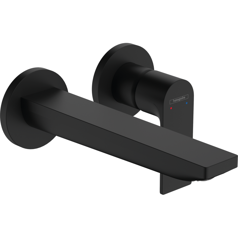 Jednouchwytowa bateria umywalkowa z wylewką 20 cm, ścienna, podtynkowa Czarny Matowy Rebris E HANSGROHE 72568670