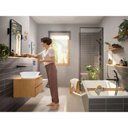 Jednouchwytowa bateria umywalkowa z wylewką 20 cm, ścienna, podtynkowa Czarny Matowy Rebris E HANSGROHE 72568670