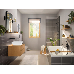 Jednouchwytowa bateria umywalkowa z wylewką 20 cm, ścienna, podtynkowa Czarny Matowy Rebris E HANSGROHE 72568670